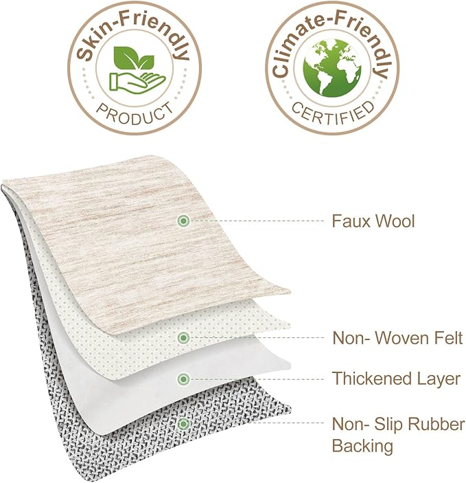 Nakagishi 6X9 Area Rugs Living Room: Washable Large Vintage Rug Neutral Non-Slip Soft Stain Resistant Indoor Carpet for Bedroom Nursery Dining Room Office Playroom - Beige-01