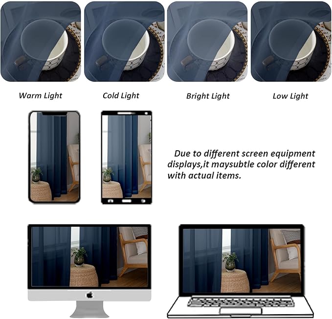 Chyhomenyc Sheer Window Curtains Tier 2 Pieces Set, 36 inch Length, Short Dining Curtains Window Treatment for Small Windows/Bathroom/Cafe/Living Room, Rod Pocket, Navy Blue
