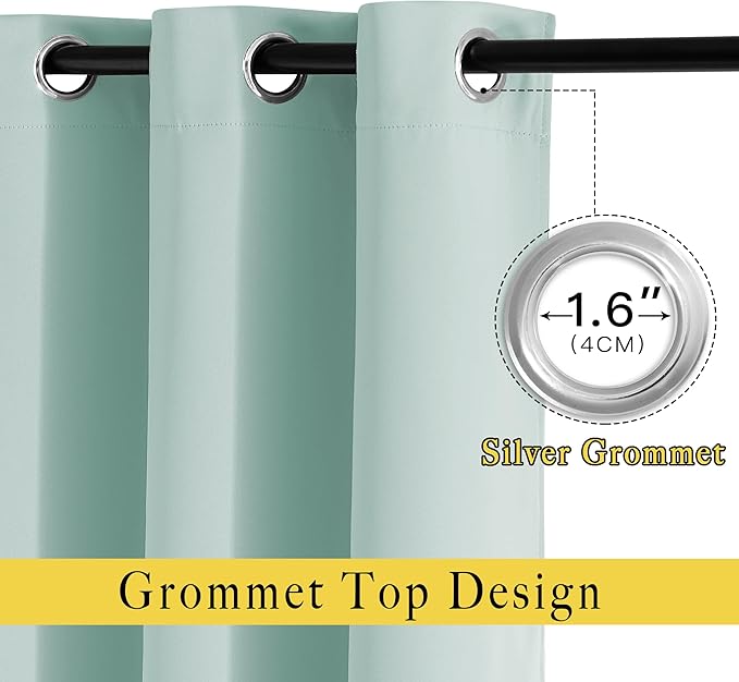 NICETOWN Aqua Blue Curtains 84 inch Length 2 Panels, Grommet Thermal Insulated Window Treatments Light & Sound Reducing Drapes for Living Room/Bedroom, W46 x L84