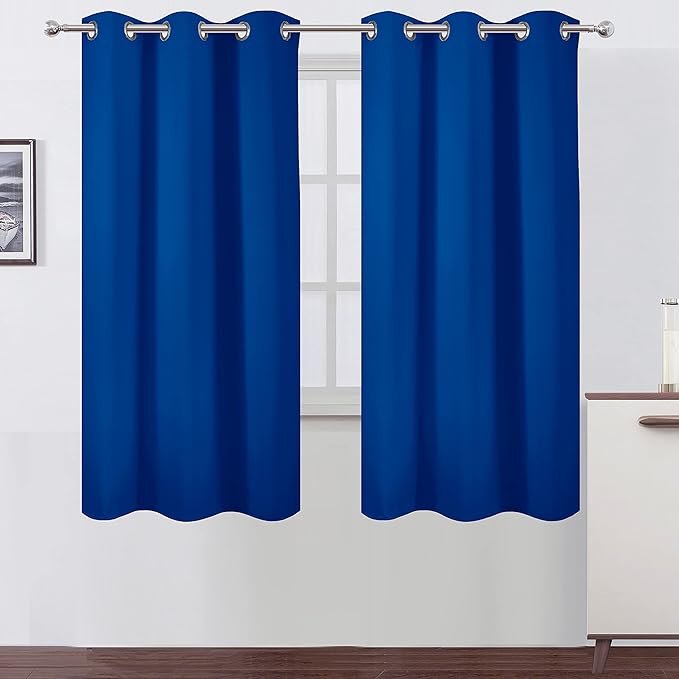 LEMOMO Royal Blue Thermal Blackout Curtains/42 x 72 Inch/Set of 2 Panels Room Darkening Curtains for Bedroom
