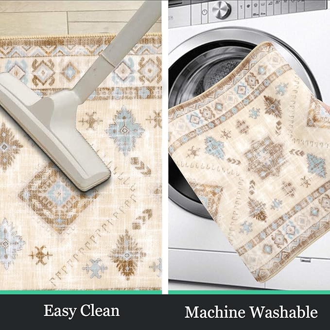 HEBE Boho Kitchen Rug Sets 3 Piece with Runner Non Slip Kitchen Rugs and Mats Washable Kitchen Mats for Floor Thick Kitchen Floor Mat Carpet Runner Rugs for Hallway Laundry Holiday Decor