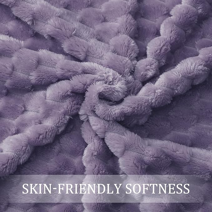 Exclusivo Mezcla Fleece Twin Blanket for Bed, Extra Large Fuzzy Grayish Purple Bed Blankets, Soft Cozy Plush Sofa Throws for All Seasons, 90x66 Inches