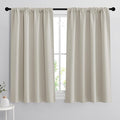 RYB HOME Short Curtains for Bedroom, Room Darkening Insulated Summer Heat Light UV Blocking Energy Saving Drapes for Nursery, Width 42 by Length 48, Natural, Set of 2