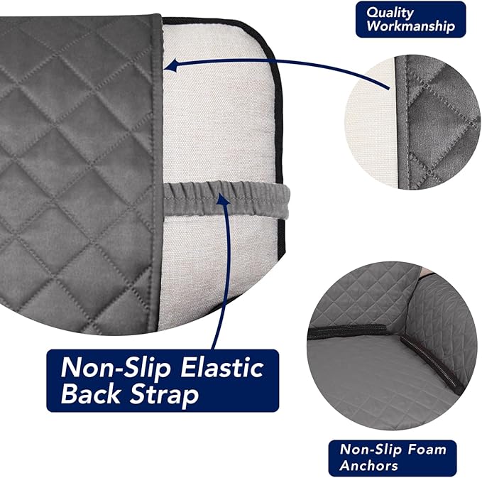 PureFit Reversible Quilted Sofa Cover, Water Resistant Slipcover Furniture Protector, Washable Couch Cover with Non Slip and Elastic Straps for Kids, Dogs, Pets (Oversized Chair, Gray/Light Gray)