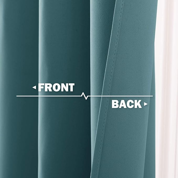 NICETOWN Blackout Curtains - Elegant Home Grommet Design Small Window Curtain Panels for Kitchen/Bathroom/Half Window Christmas Decor, 42W by 36L 1.2 inches Header, 2 Pieces, Sea Teal