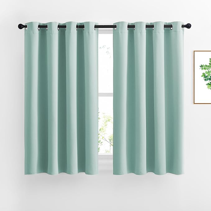 NICETOWN Aqua Blue Room Darkening Curtain Panels - Window Treatment Thermal Insulated Grommet Room Darkening Curtains/Panels/Drapes for Bedroom (2 Panels, 52 by 54, Aqua)