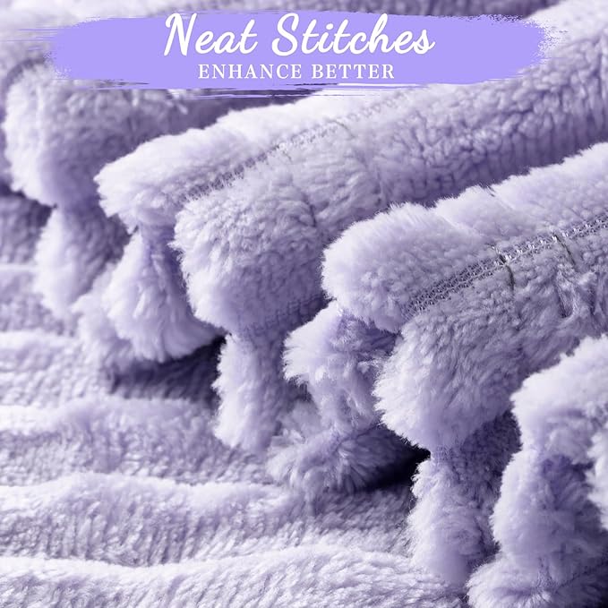 Buryeah 24 Pcs Flannel Throw Blanket Bulk 50 x 60 in Sleepover Blanket Outdoor Wedding Throw Lightweight, Oeko-tex Standard 100 Certified for Sofa Homeless Gifts (Light Purple)
