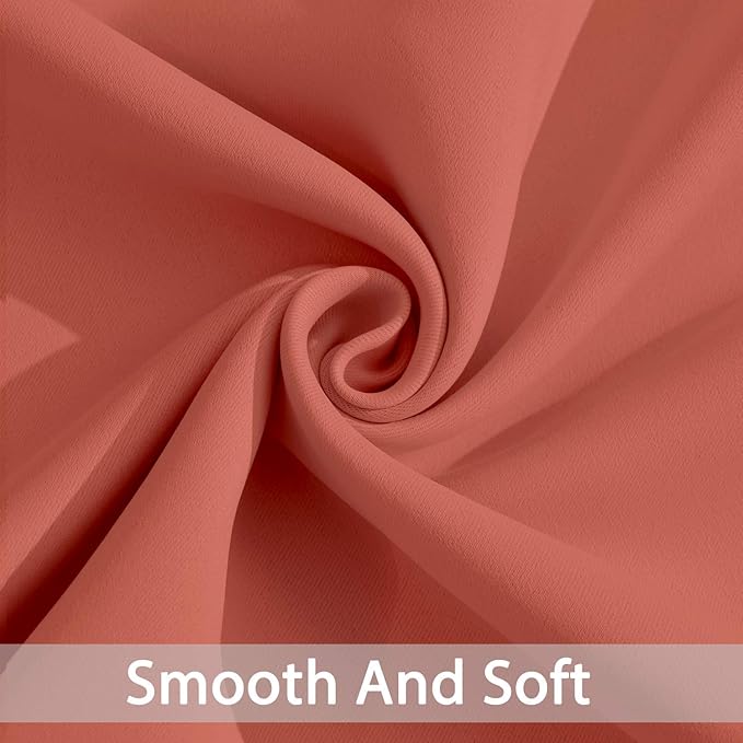 Yakamok Blackout Curtains 84 Inches Long Coral Room Darkening Thermal Insulated Solid Grommet Top Window Treatment Drapes Curtain for Bedroom Living Room 52x84 inch, Coral Orange, 2 Panels