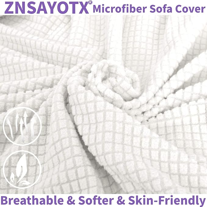 ZNSAYOTX Super Stretch Chair Slipcover Universal Sofa Chair Covers for Living Room Dogs Pet Furniture Protector Spandex Armchair Slipcovers with Anti Slip Foam Sticks (White, Chair)