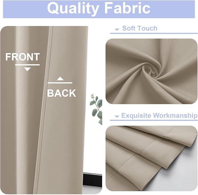 Simplebrand Ava Biscotti Beige Short 30 Inches Blackout Curtain 2 Panels Set, Half Window Rod Pocket Privacy Curtain Tiers for Kitchen, Curtains Blackout for Bathroom Shades, W30 x L30 Inch, Navy Blue