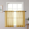 Chyhomenyc Gold Sheer Curtains 36 inch Length 2 Panels Set, Light Filtering Voile Rod Pocket Short Window Curtians for Bathroom Living Room Farmhouse Small Windows, Each 42Wx36L in, 2PCS, Gold