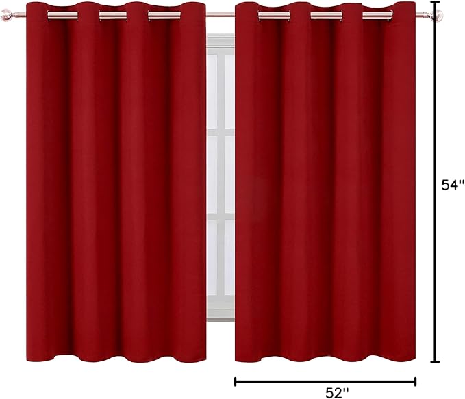 LEMOMO Red Thermal Blackout Curtains/52 x 54 Inch/Set of 2 Panels Room Darkening Curtains for Bedroom
