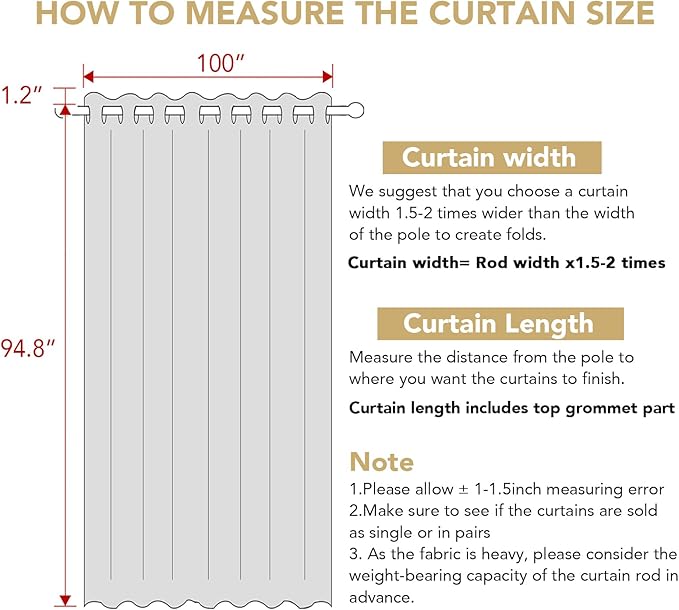 H.VERSAILTEX Blackout Curtains Durable Thick Textured Polyester Blackout Patio Door Curtain Anti Rust Grommet Extra Wide Sliding Door Curtain Panel, W100 x L96 inch - Natural