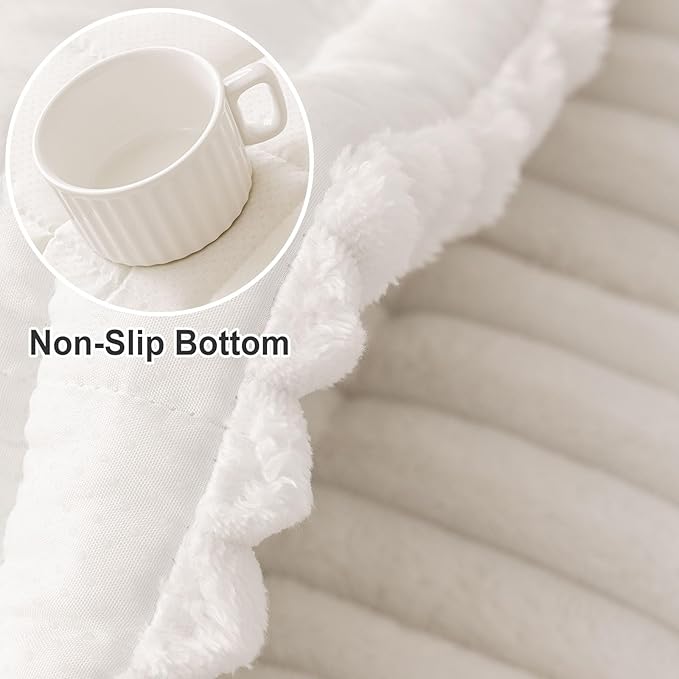 hyha Couch Covers for Dogs Washable, Non Slip Plush Dog Sofa Protectors, Fuzzy Pet Couch Covers for 3 Cushion Sofa Pet Friendly (White, 27.6" x 70.9")