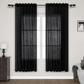 Nanspring Black Semi Sheer Linen Curtains 72 inch Length for Living Room Back Tab Rod Pocket Modern Farmhouse Coastal Decor Cotton Textured Gauze Curtains for Dining Room Office 52x72