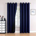 ChrisDowa 100% Blackout Curtains for Bedroom with Black Liner, 2 Thick Layers Total Blackout Thermal Insulated Grommet Window Curtains 2 Panels Set (Navy Blue, 52 x 72 Inch)
