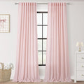 Pink Linen Curtains 84 Inch Length 2 Panels Set for Living Room Light Filtering Semi Sheer Curtains Cherry Blossom Pink Decor Modern Elegant Back Tap Drapes Nersury Bedroom 52ﾗ84 Inch