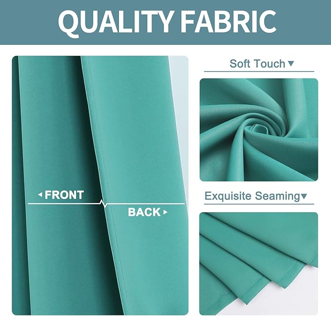 ChrisDowa Grommet Room Darkening Curtains for Bedroom and Living Room - 2 Panels Set Thermal Insulated Blackout Curtains (Teal, 52W x 95L)