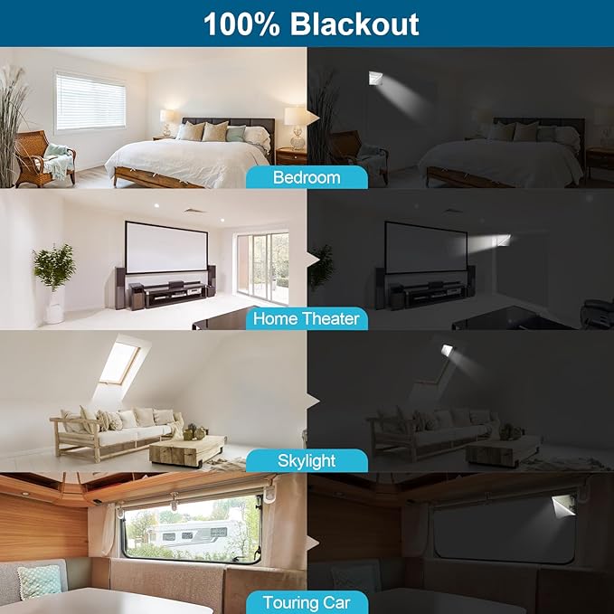 100% Blackout Curtains for Bedroom, Portable DIY Window Blinds, No Drill Window Shades & Blackout Blinds with Stickers & Tabs for Travel, Dorm Room, Media Room (Grey, 157" x 57")