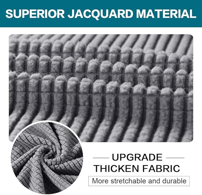 Turquoize 3 Piece Sofa Covers for 2 Cushion Couch Sofa Slipcover Soft Couch Cover for Dogs-Washable Sofa Furniture Covers with 2 Individual Cushion Covers, Thick Jacquard Fabric (Loveseat, Dove)