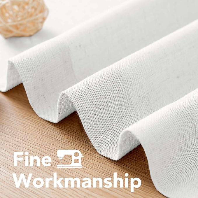 H.VERSAILTEX Elegant Natural Linen Semi Sheer Blended Energy Efficient Light Filtering Linen Textured Curtains/Nickel Grommet Window Treatments Panels/Drapes (Set of 2, Heathered White, 52" x 45")