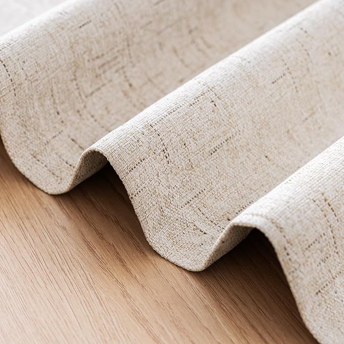 H.VERSAILTEX Linen Blackout Curtains Durable Thick Textured Linen Look 100% Blackout Patio Door Curtain Anti Rust Grommet Extra Wide Sliding Door Curtain Panel, Natural，W100 x L108 inch (Pack of 4)