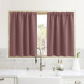 RYB HOME Half Curtain Tiers 36 inch Length, Rod Pocket Summer Heat Blocking Thermal Insulated Short Blackout Curtains for Small Window, Width 34 by Length 36, Dusty Rose, 2 Panels