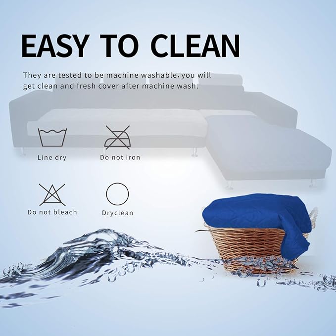 Easy-Going Sectional Couch Covers for Dogs L Shape Sofa Cover Reversible Sofa Slipcover Chaise Lounge Cover Furniture Protector Cover for Pets Dog Cat (42 x 52 inches, Classic Blue/Classic Blue)