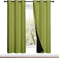 NICETOWN Full Shade Curtain Panels, 37" Wide x 70" Long, Fresh Green, Pair of Thermal Insulated & Energy Efficiency Blackout Drapes for Living Room, Lined Silky Performance Window Dressing