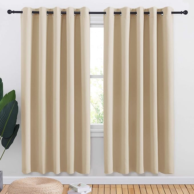 NICETOWN Room Darkening Draperies Window Curtain Panels, Thermal Insulated Grommet Room Darkening Curtains for Bedroom (Biscotti Beige, 2 Panels, W70 x L72 -inch)