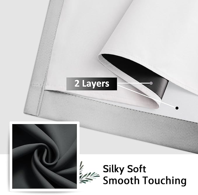 SimpleHome Ombre 100% Blackout Curtains for Bedroom 84 Inches Long, Black with White Liner Room Darkening Thermal Insulated Grommet Curtain/Drapes for Living Room,2 Panels Set