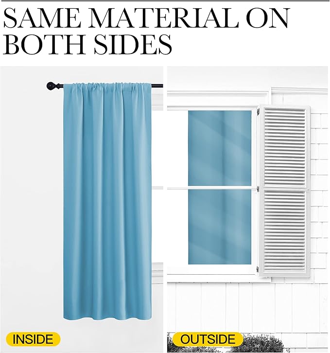 NICETOWN Blackout Curtains for Living Curtains, Teal Blue, 1 Pair, 34-inch W x 84-inch L, Home Decorations Thermal Insulated Solid Pole Top Blackout Drapes for Living Room