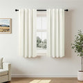 Pitalk Textured Linen Blackout Curtains 45 Inches Long 2 Panels Bathroom Window Curtain Short for Bedroom Kitchen Cafe Privacy Decorative Boho Farmhouse Thermal Insulated 36 x 45 Length Cream Ivory