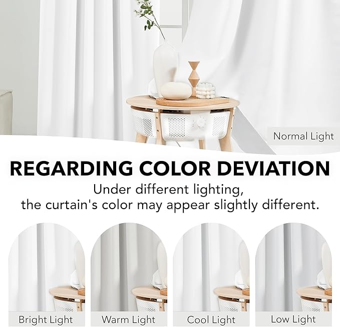 Deconovo Total Blackout Curtains 2 Panels W70 x L84— 100% Blackout, Thermal Insulated, Back Tab, Machine-Washable Drapes, White