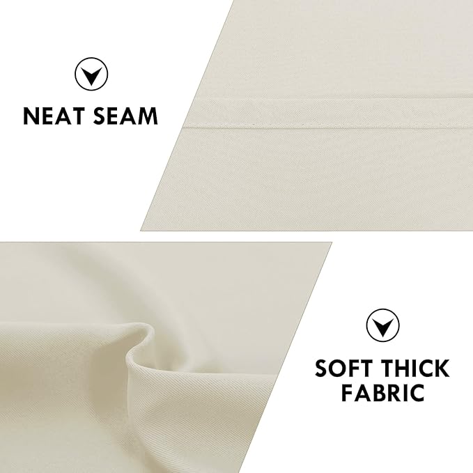 DWCN Blackout Curtains for Bedroom – Rod Pocket Thermal Insulated Noise Reducing Noise Reducing Drapes for Living Room, W 42 x L 84 Inch, 2 Panels, Light Beige