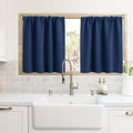RYB HOME Cafe Blackout Curtains 24 inch Length, RV Curtains for Camper Windows, Mini Short Small Insulating Light UV Heat Blocking Privacy Half Window Tiers, Width 42 by Length 24, Navy Blue, 2 Panels