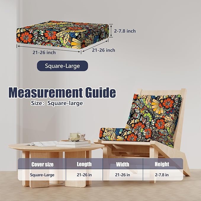 8Pcs Stretch Patio Cushion Covers, Outdoor Couch & Sofa Replacement Slipcovers for Patio Furniture Cushion Covers, Washable Reusable Furniture Protector