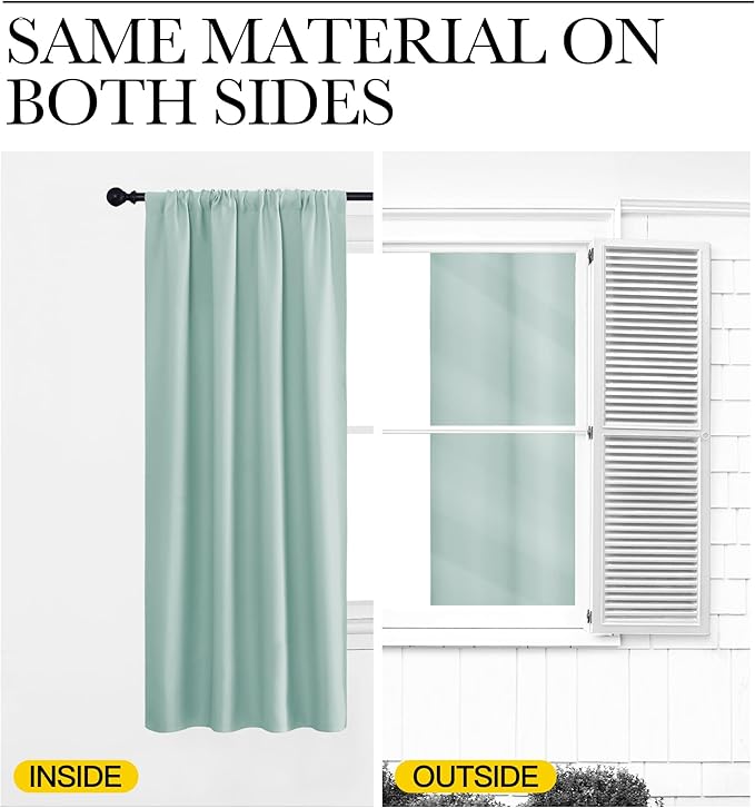 NICETOWN Blackout Curtains for Living Curtains, Aqua Blue, Set of 2, 52 by 63 Inch, Window Treatment Blackout Curtain Panels, Home Decor Thermal Insulated Solid Drapes for Bedroom