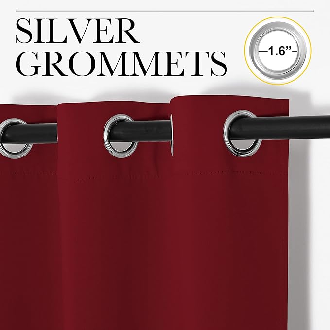 NICETOWN Christmas Burgundy Red Blackout Drapes - Window Treatment Light Blocking Privacy Curtain Panels for Window Decoration (Set of 2, 42 inches by 90-inch)