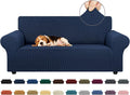 KEKUOU Stretch Loveseat Sofa Cover Slipcover,Couch Covers for 2 Cushion Couch Sofa (55"-78") Furniture Protector Sofa with Elastic Bottom for Kids,Dog. Jacquard Small Checked (Medium,Navy Blue)