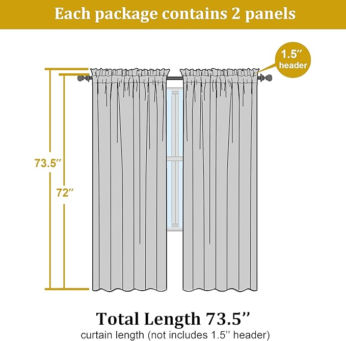 OWENIE Lemon Sheer Curtains for Bedroom Living Room 72 Inches Long 2 Panels Set, Modern Light Filtering Sheer Curtain Rod Pocket Clear Drapes for Window Sliding Door, Lemon, Each 42 x 72 Inch