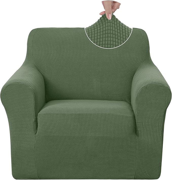 U-NICE HOME Stretch Recliner Chair Cover, Pet Friendly Armchair Slipcover Furniture Protector, Washable Couch Cover, Loden Frost