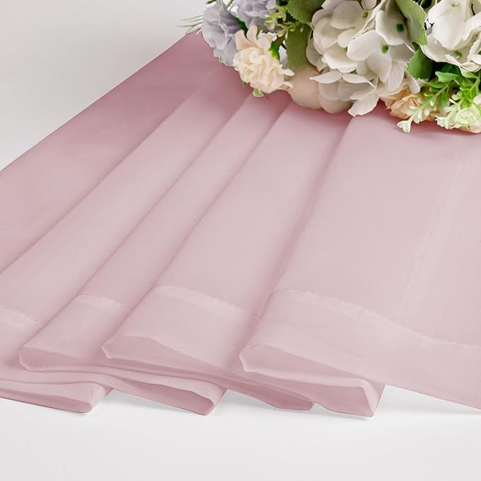 Chyhomenyc Blush Pink Sheer Curtains 108 Inches Long - Light Filtering Voile Extra Long Panel Drapes for Floor to Ceiling Window, Elegant Soft Living Room Curtains, Each 42Wx108L Inch, 9FT, 2 Panels