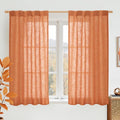 LAMIT Burnt Orange Linen Curtains 45 Inch Length 2 Panels, Light Filtering Panels Back Tab and Rod Pocket Country Decor Drapes for Kitchen/Window/Loft Room/Bedroom, 34 x 45 Inch