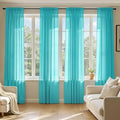 MIULEE Turquoise Sheer Curtains 96 Inches Long, 4 Panels Set, Light Filtering Rod Pocket Voile Drapes for Living Room and Bedroom, Airy Soft Fabric Window Treatments, 42 x 96 Inches
