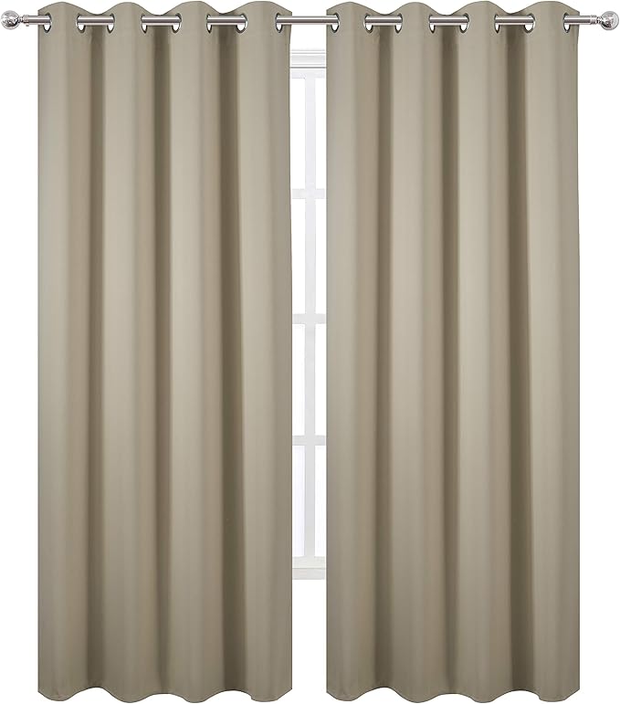LEMOMO Beige Blackout Curtains/52 x 108 Inch/Set of 2 Panels Room Darkening Curtains for Bedroom