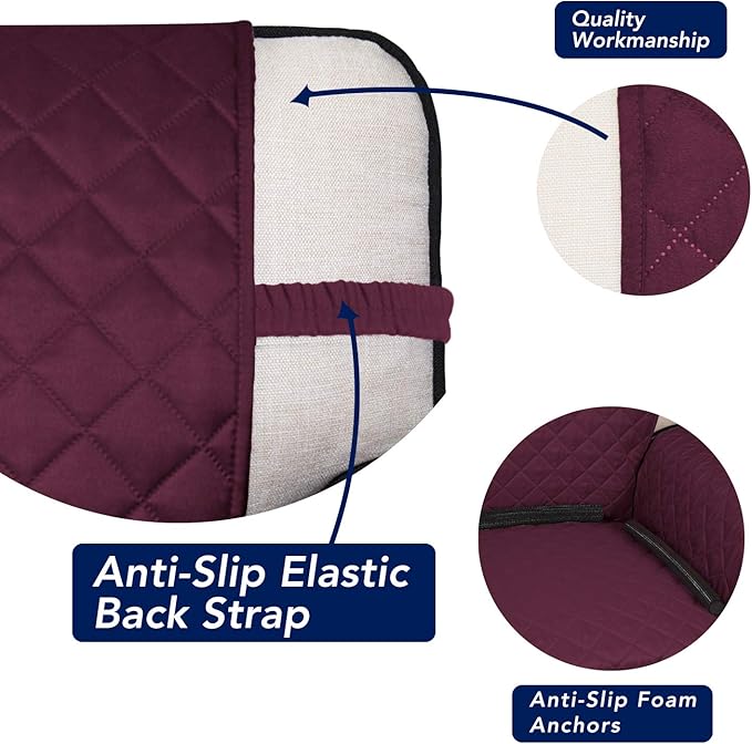 PureFit Reversible Quilted Sofa Cover, Water Resistant Slipcover Furniture Protector, Washable Couch Cover with Non Slip and Elastic Straps for Kids, Dogs, Pets (Sofa, Wine/Beige)