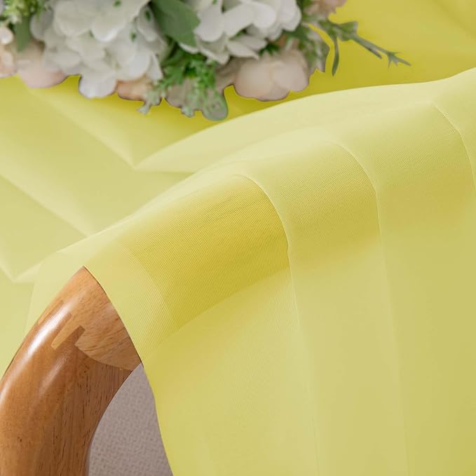 OWENIE Lemon Sheer Curtains 84 Inches Long for 2 Panels Set, Solid Light Filtering Voile Sheer Curtains for Living Room Bedroom, Modern Rod Pocket Lemon Curtain, 2 Pcs Total 84 Width 84 Long