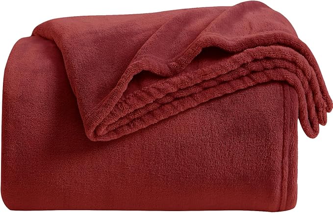 KMUSET Fleece Blanket Twin Size Burgundy Lightweight Super Soft Cozy Fuzzy Bed Blankets Microfiber Factory Shop