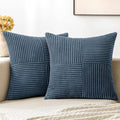 MIULEE Blue Decorative Throw Pillow Covers 16x16 Inch for Couch Bed Sofa Pack of 2 Boho Farmhouse Throw Pillows Soft Cross Corduroy Patchwork Textured Cushion Cases